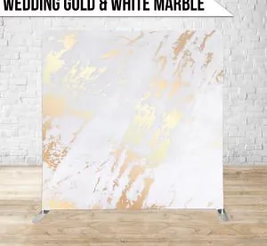 Wedding Gold & White Marble photo booth backdrop